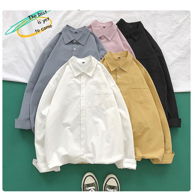 

Men's Casual Shirts KEMOY 2021 Autumn Cotton Loose Oversize Women Long Sleeve Solid Female Shirt Lady Office Colorful Blouses, Khaki(asiansize)