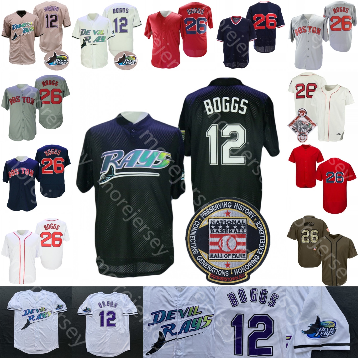 

Wade Boggs Jersey 1987 Cooperstown Cream Hall Of Fame Patch Grey Navy Red White Fans Playr Vintage Size -3XL, Salute to service