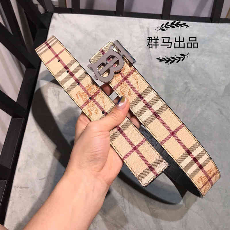 

[three classic buttons available] TB double-sided men's Plaid smooth buckle belt, business and leisure versatile, Black;brown