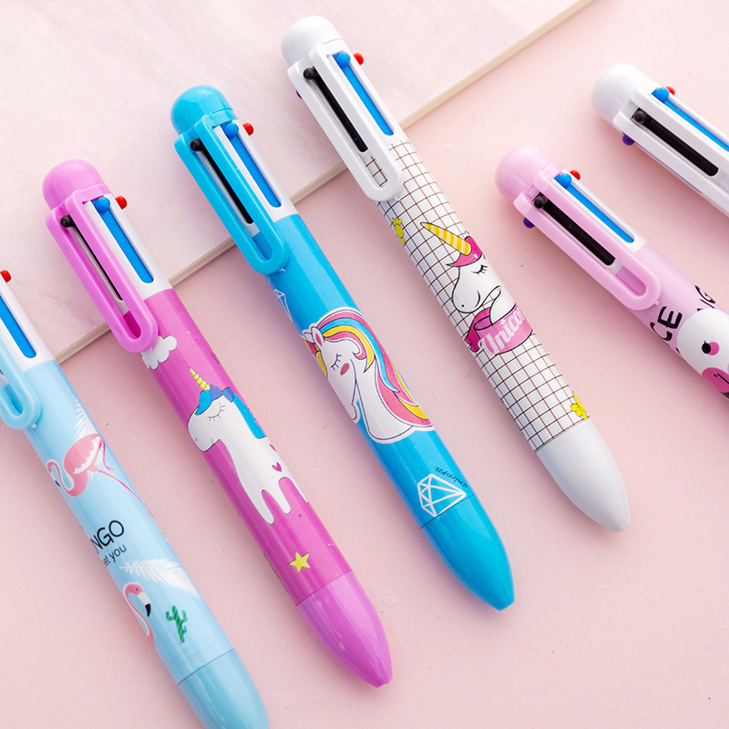 

Pen Creative cartoon Unicorn Flamingo 6 color ballpoint hand account special stationery ballpoint