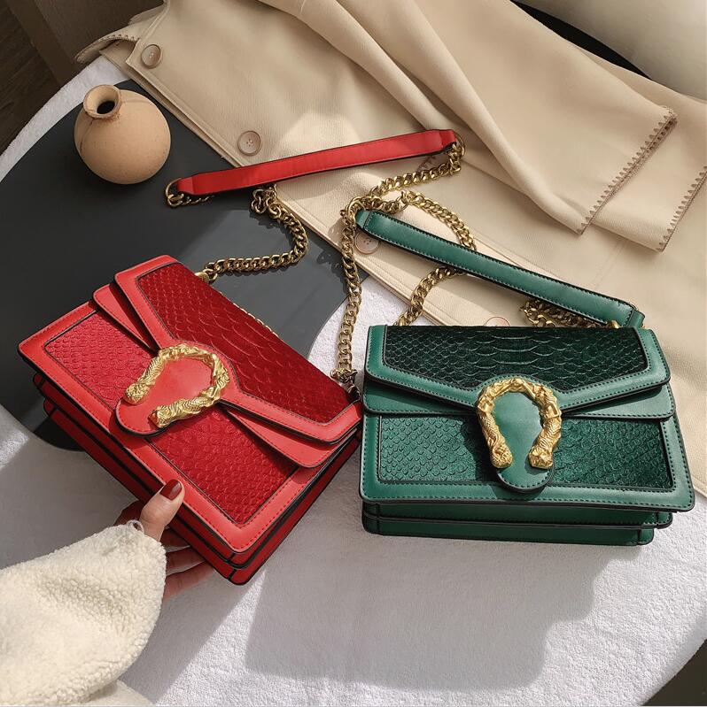 

Factory wholesale women bag streets fashion Alligator chain bag winter flannel messenger bags street trend contrast leather handbag
