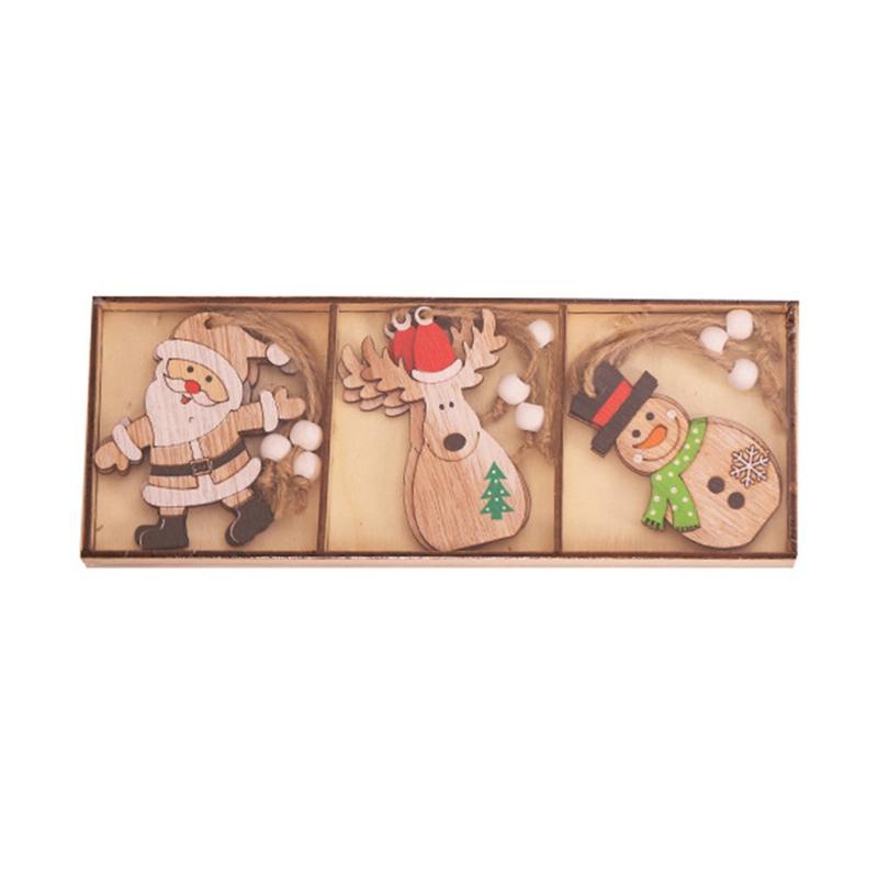 

Christmas Decorations Ornaments Wooden Cartoon Tree Decoration Hanging Stereoscopic Figure Car Pendant