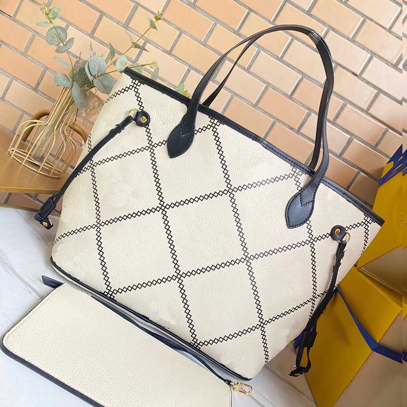 

New fashion women handbags M40995 Neverfull Medium Shopping Bag ladies designer composite bags lady clutch bag shoulder tote female purse wallet, Light brown