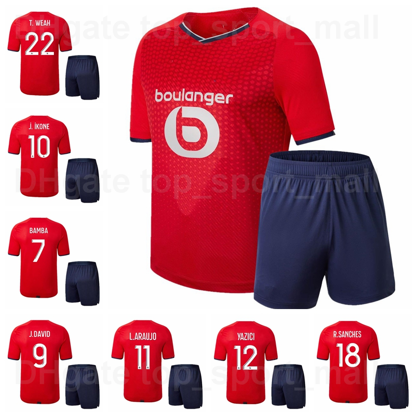

21 22 Soccer Lille 12 Yusuf Yazici Jersey Set 9 Jonathan David 17 Burak Yilmaz 10 Ikone 28 Reinildo Mandava 4 Sven Botman 6 Jose Fonte Football Shirt Kits Custom Name, With patch