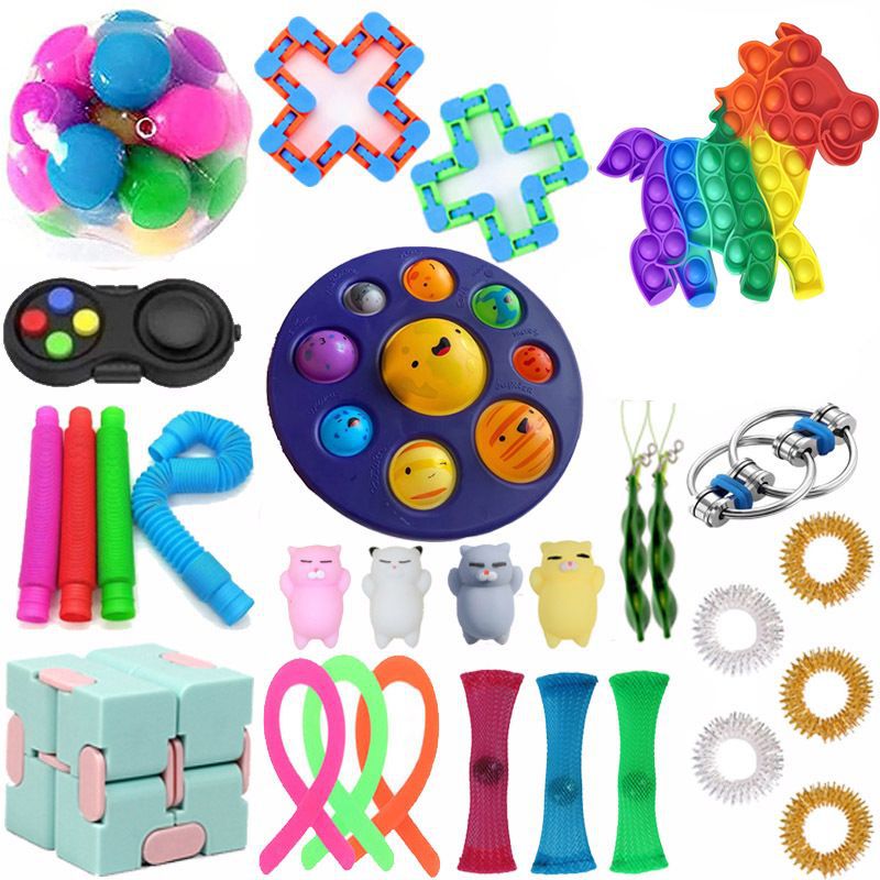 

Push Bubble Fidget Toys Set Anti Stress Strings Relief Adults Children Sensory Squishy Antistress Toy Packed Birthday party Gifts