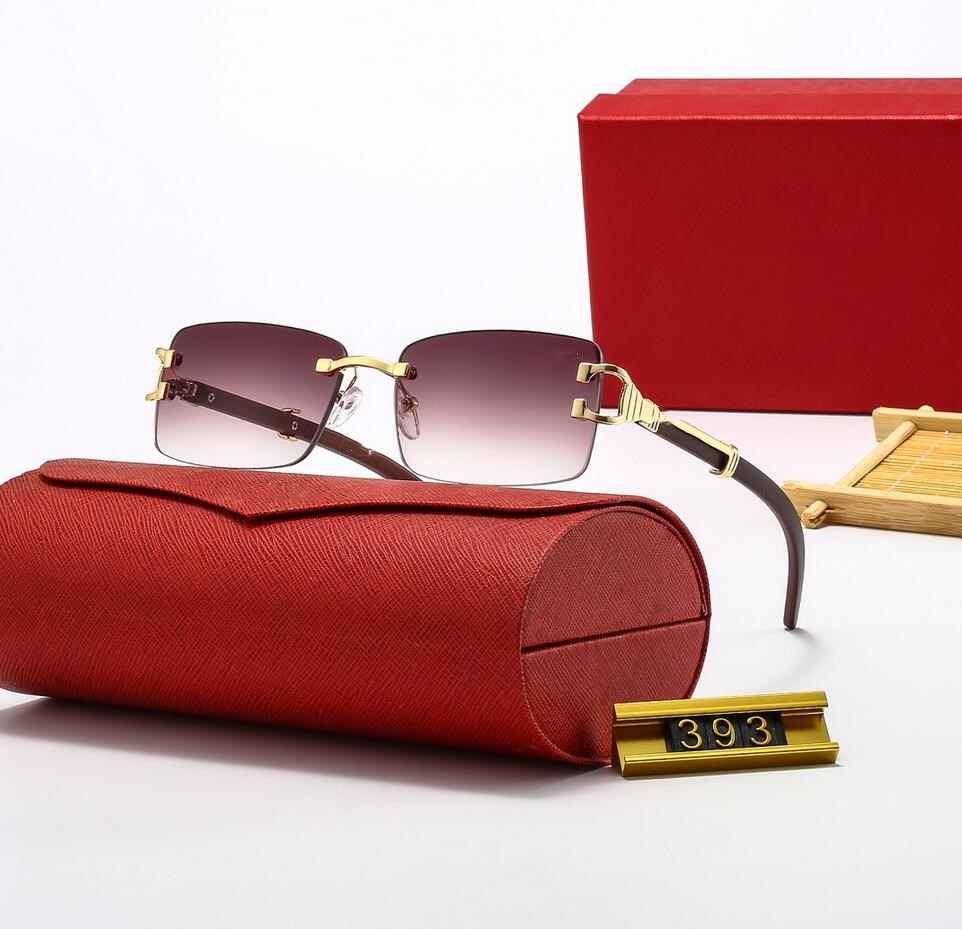 

Red fashion sport sunglasses for men unisex buffalo horn glasses men women rimless sun glasses silver gold metal frame Eyewear