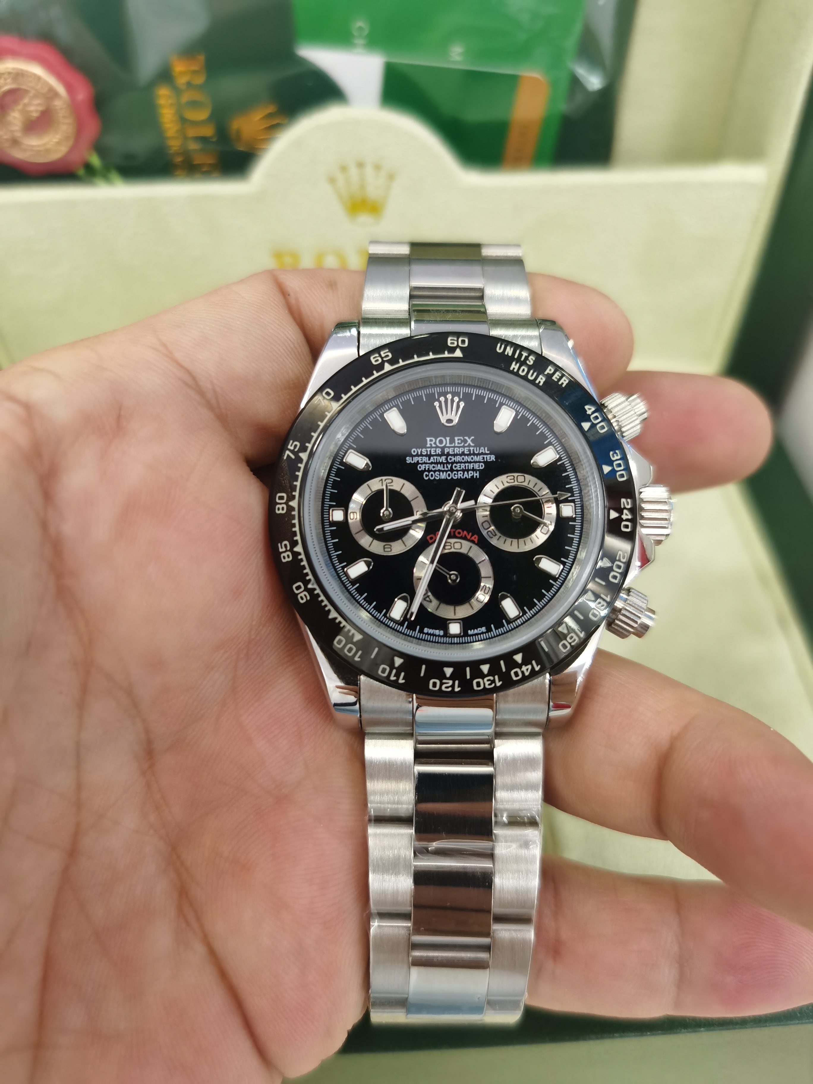 With Original Box Men's Mechanical 2813 Movement Black Dial Watch Ceramic bezel Mens Cosmograph Watches Men 116500 116506 Full Steel Wristwa-image-723063271