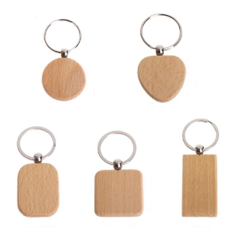 

Keychains 100 Blank Wooden Keychain Diy Key Tag Anti-Lost Wood Accessories Gift (Mixed)