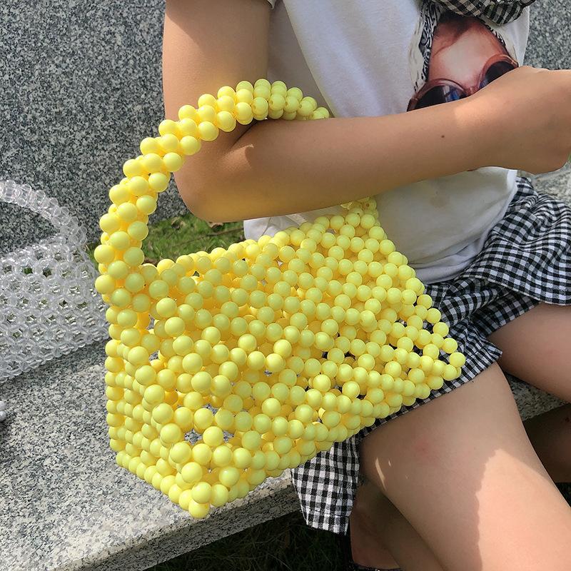 

Evening Bags Spring Handmade Pearl Bag Colorful Acrylic Beads Handbag Beaded Box Tote Three-Dimensional Shape Luxury Party Dinner
