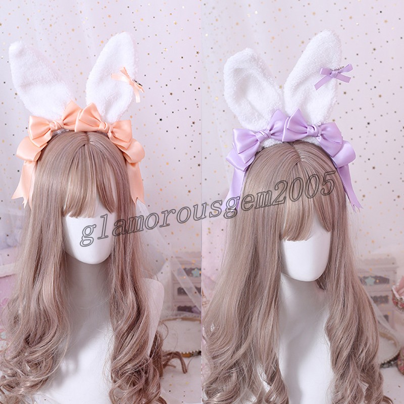 

Fluffy Plush Bunny Ears Headband Female Girl Lolita Cosplay Headband Cartoon Anime Headpiece Christmas Halloween Party Hair Hoop