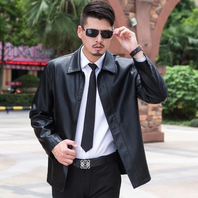 

men's leather & faux casual men's leather jacket, jacket for men with lapels, military style, autumn and , x5me, Black