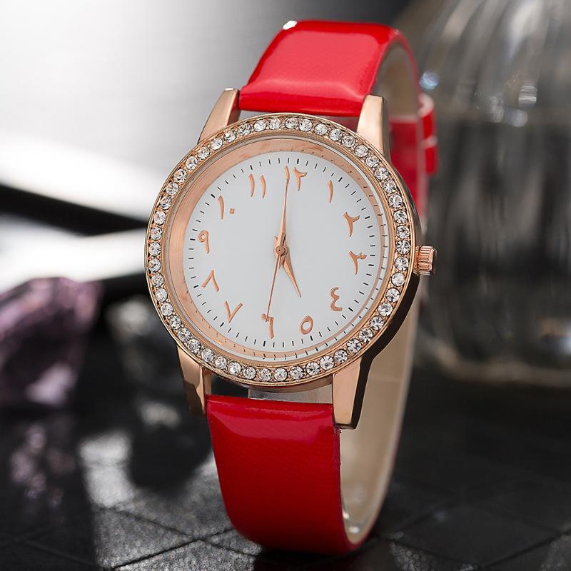 

Wristwatches 2021 Fashion Trendy Women's Belt Watch With Diamond Dial, Personalized Digital Korean Version Of The Wild Watch, A Variety, Red
