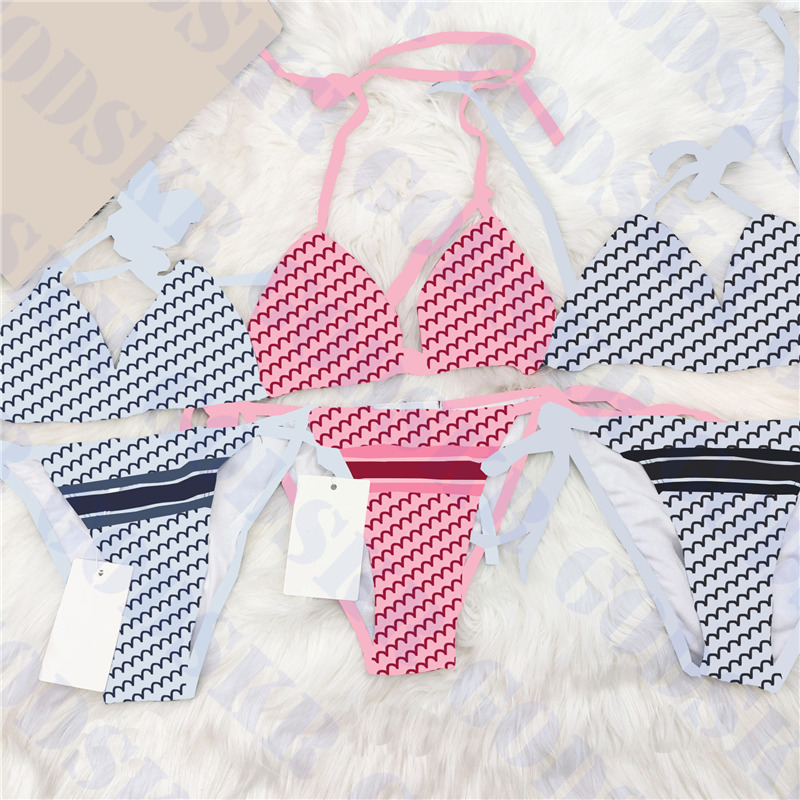 

Letter Bikini Womens Swimsuit Suit Textile Print Ladies Swimwear Bikinis Set Summer Travel Girl Swimsuits Three Colors, Please contact me real picture