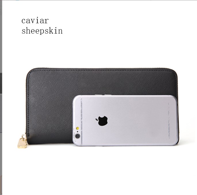 

2021 selling black classic Original leather quilted wallet ladies genuine fashion clutch small purse with box, Sheepskin