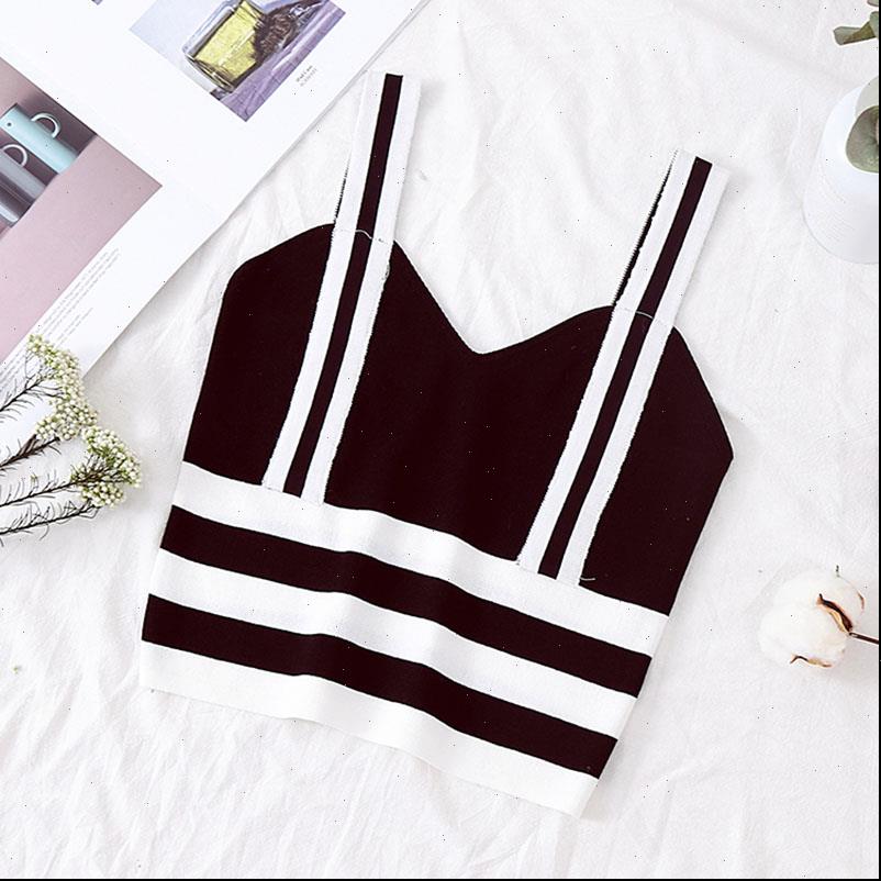 

strips crop womens tank striped spaghetti straps black summer cotton woman female, White
