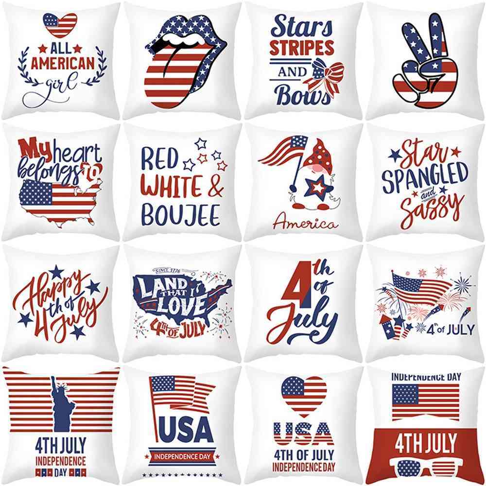 

happy 4th july pillow case 2021 US independence day pillow cushion covers American national day USA flag sofa car bar cover household products G55Q1R6, Mixed or choose from 16 colors
