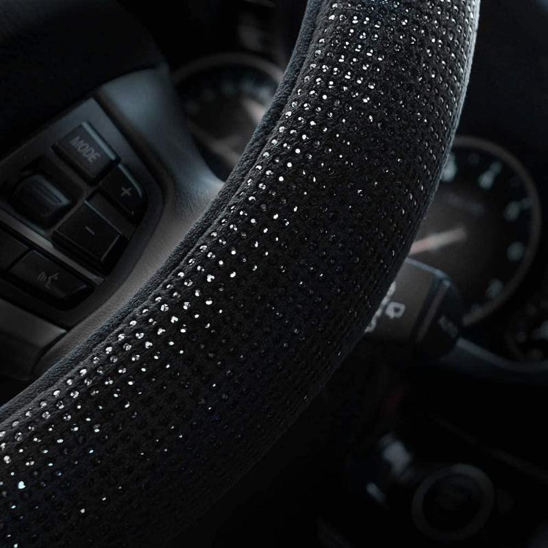 

Steering Wheel Covers Universal Soft Car Handbrake Automobiles Gear Cover Auto Accessories Bling Crystal Black