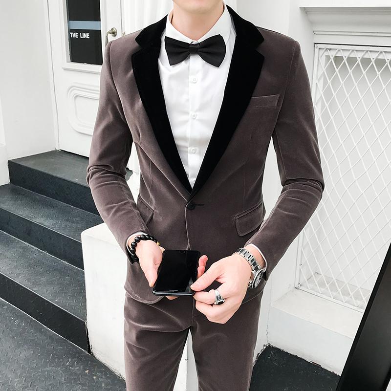 

Men's Suits & Blazers Velvet Slim Men 2021 Vintage Elegant Mens Red Party Dress Costume De Luxe Pour Homme Tuxedo Jacket, Black