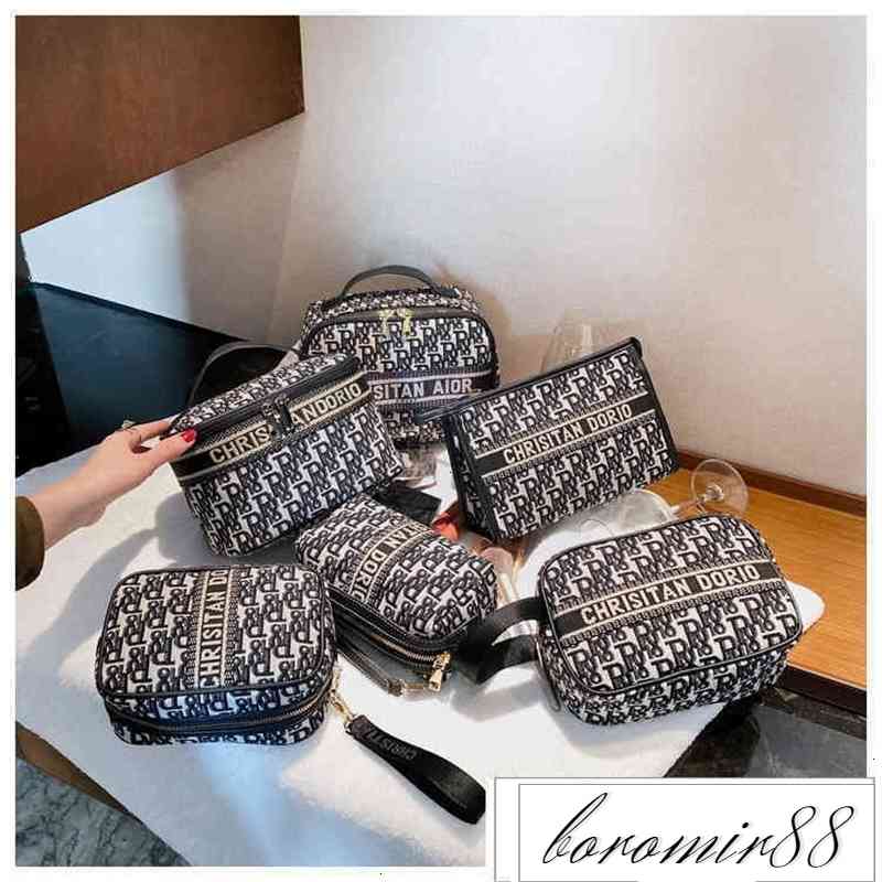 

Cosmetic Bag Korean Large Capacity Portable Travel Fashion Storage Canvas Embroidery Wash Bags, 002 one