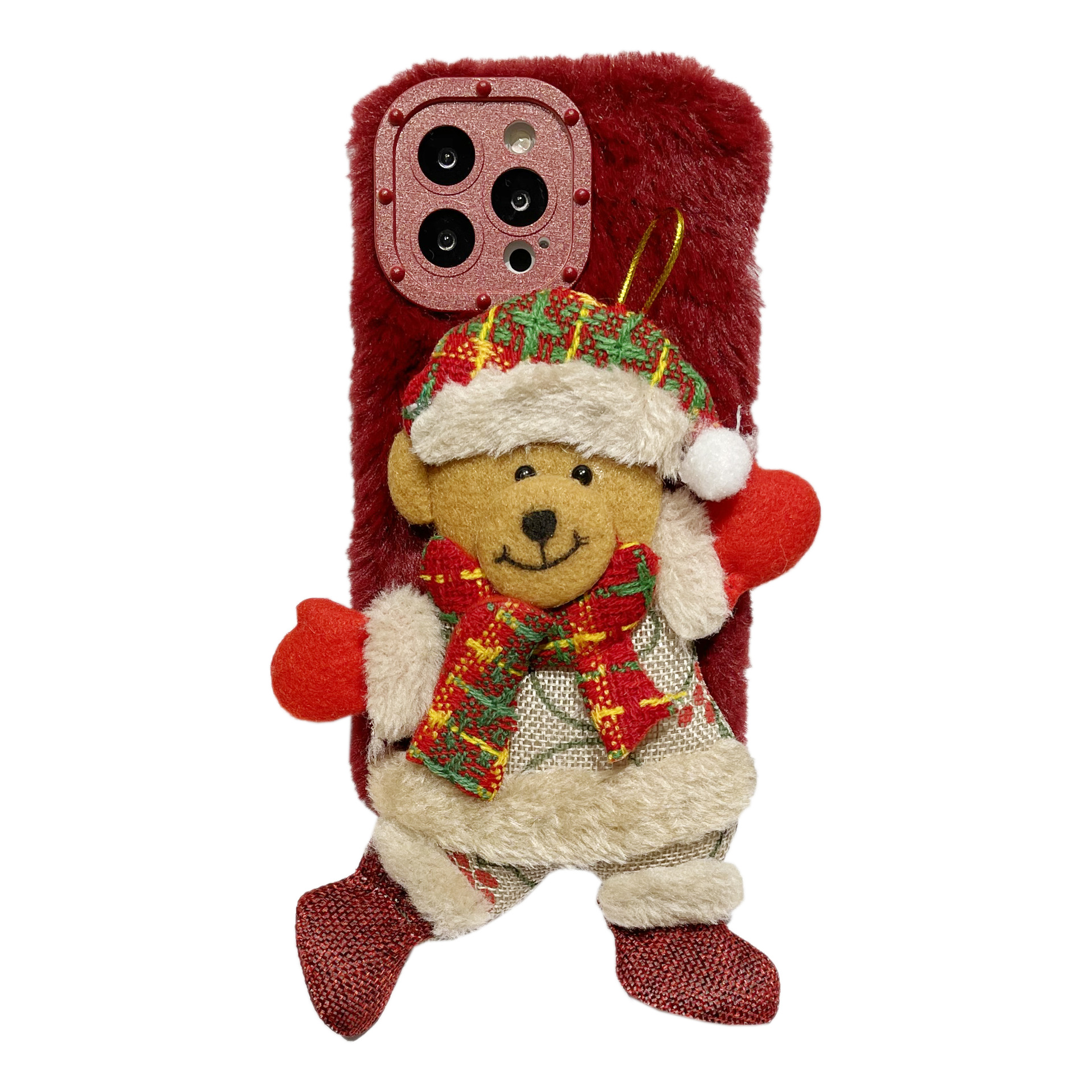 

Factory Price Phone Cases Plush Christmas Bear Suitable For Huawei Iphone 12 13 13pro Cellphone Case Winter 11 Female XR New Max Fluffy Christmas Gifts, Red