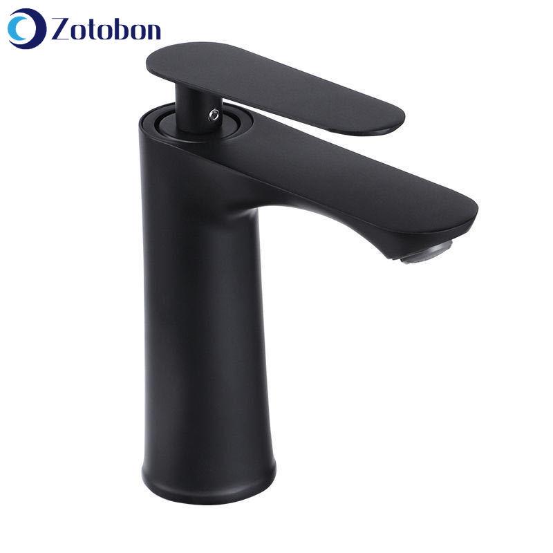 

Bathroom Sink Faucets ZOTOBON Single Hole Faucet Black Quick-opening Handle Basin And Cold Washbasin Above Counter H388