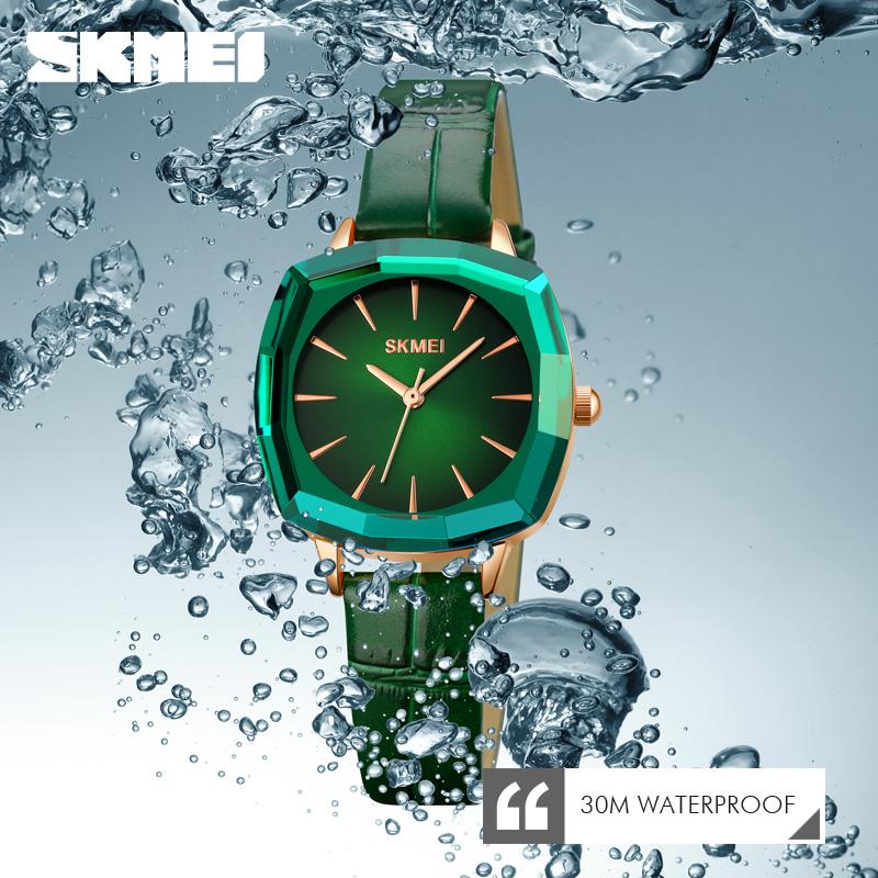 

Wristwatches SKMEI Women Watches Japan Quartz Movement Top Genuine Leather Ladies Wristwatch Waterproof Relogio Feminino 1795, Red