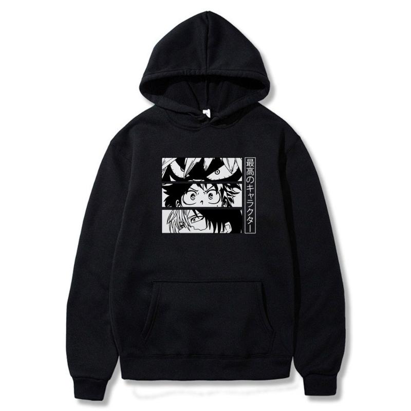 

Men's Hoodies & Sweatshirts Japanese Anime My Hero Academia Hoodie Tops Deku Bakugou Katsuki Todoroki So Print Hoody Sweatshirt Male Harajuk, Black