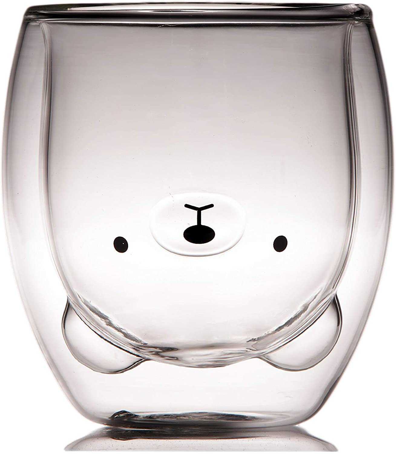 Coffee Cup, Tea Milk Double Wall Glass, Bear, Cute Gift, 8.4 Oz, Office and Personal Birthday Present-image-734671315