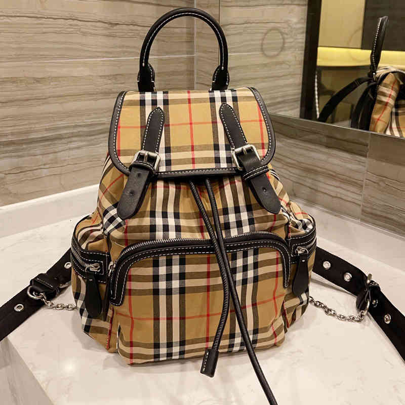 

Men Women Backpack Check Backpacks Shoulder Bags Classic Stripe Plaid Handbags Nylon Rucksack High Capacity Schoolbag Adjustable Shoulders, Make up the freight