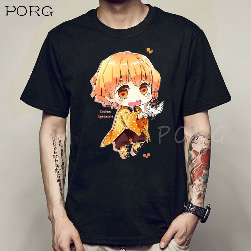Demon Slayer Kimetsu No Yaiba Men T-shirt Kawaii Japanese Anime Tanjirou Kamado Graphic Tee Harajuku Cartoon Tshirt Male Inosuke-image-701318472
