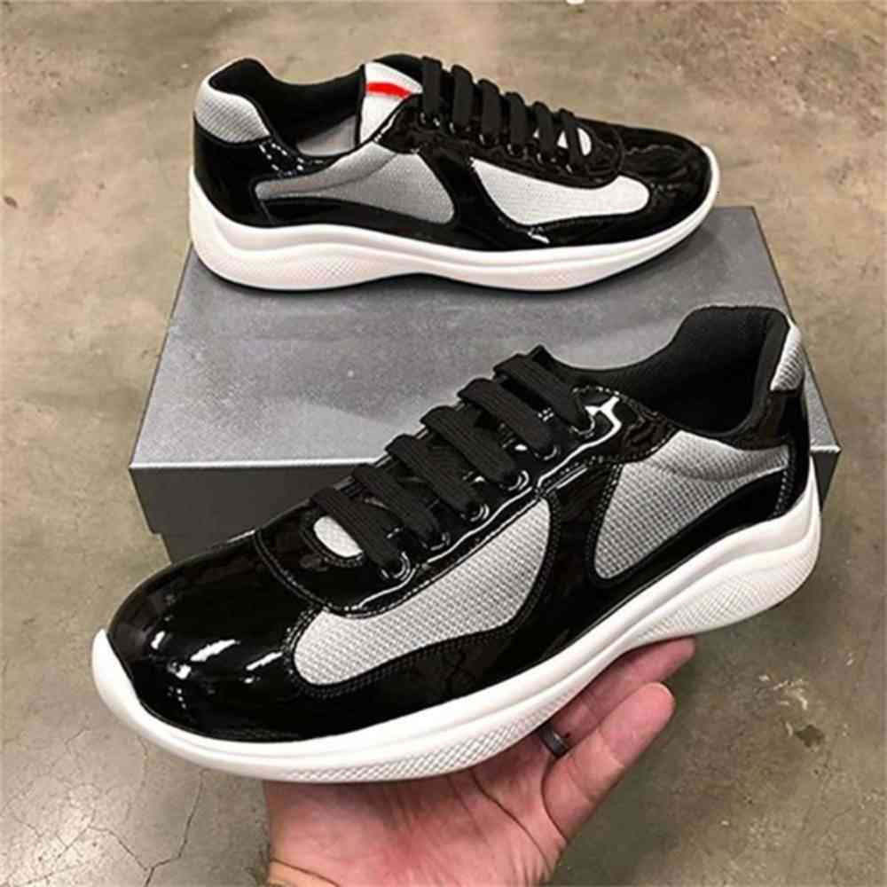 

Mens Linea Rossa America Cup Xl Patent Leather High Top Low Casual Sneakers Trainers Chaussures Lace-Up Flat Luxurys Designers shoeshortshow