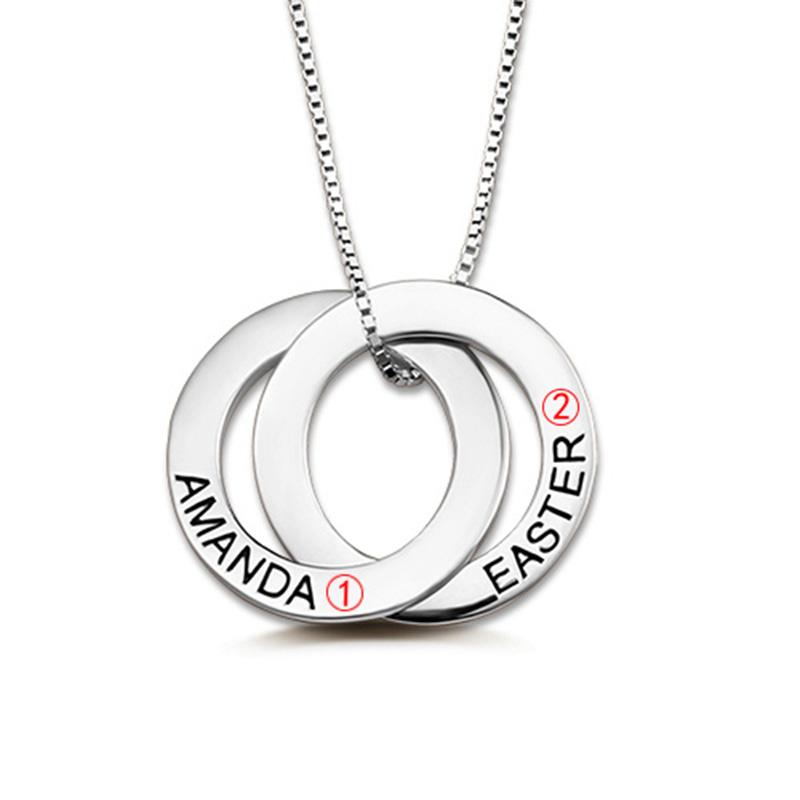 Pendant Necklaces Costume Name Double Russian Circle Necklace Custom Two Letter Russia Circles Sterling Silver 925 Collar Female-image-708494711