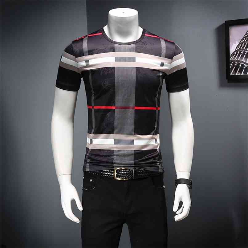 

Men's Shirt Summer Short Sleeve Fashion Round-Collar T-Shirt Printed Breathable T-shirt 210721, White