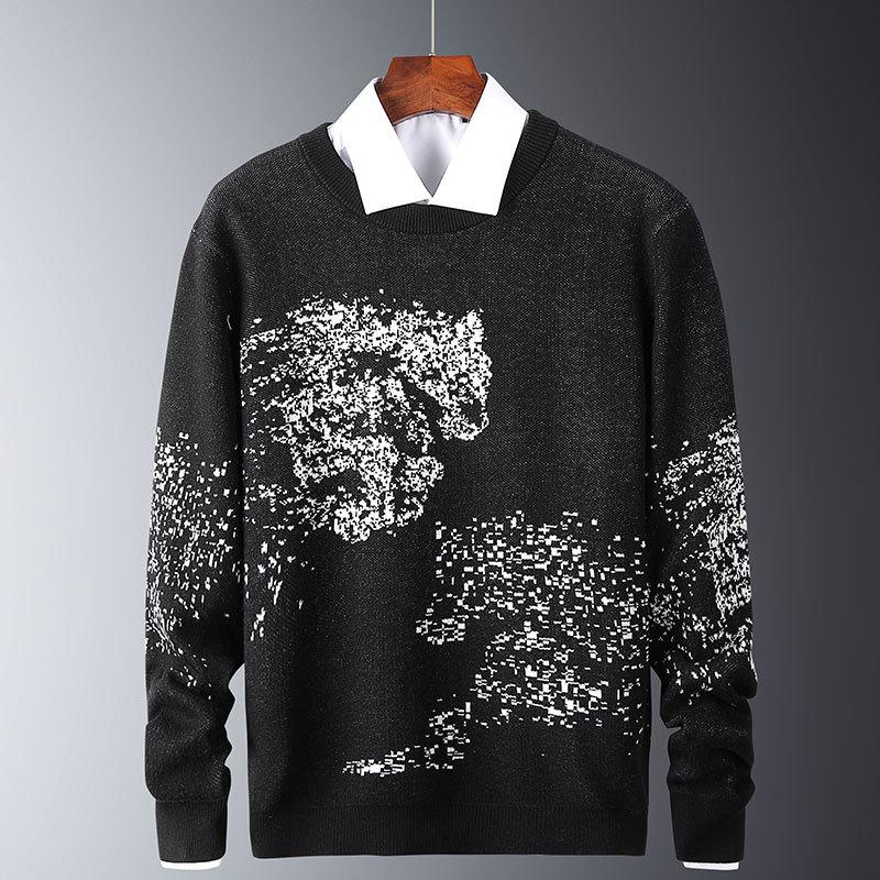 

Men's Sweaters Mens Knitted Sweater 2021 Autumn Winter Pullover Flower Decoration Jumper Casual Loose Soft Male Daisy Oversized, White;black