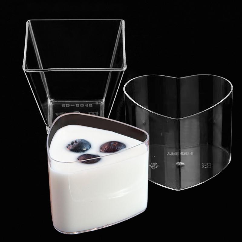 

Disposable Cups & Straws 10Pcs Plastic For Mousses Dessert Heart Shaped Food Container PS Pudding Jelly Yogurt Tiramisu Fruit Baking Cup