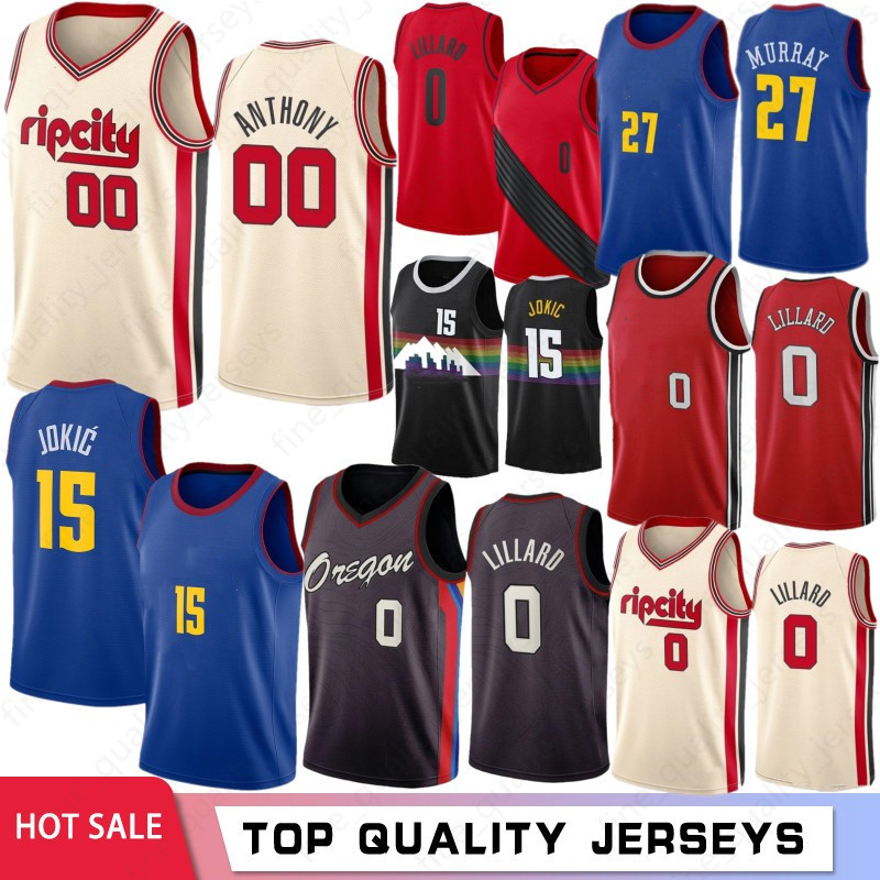 

Basketball jerseys Damian 0 Lillard 15 Jokic NCAA Carmelo 00 Anthony Men College Basketball Jerseys C.J. 3 McCollum 2021 Jamal 27 Murray, Juejin