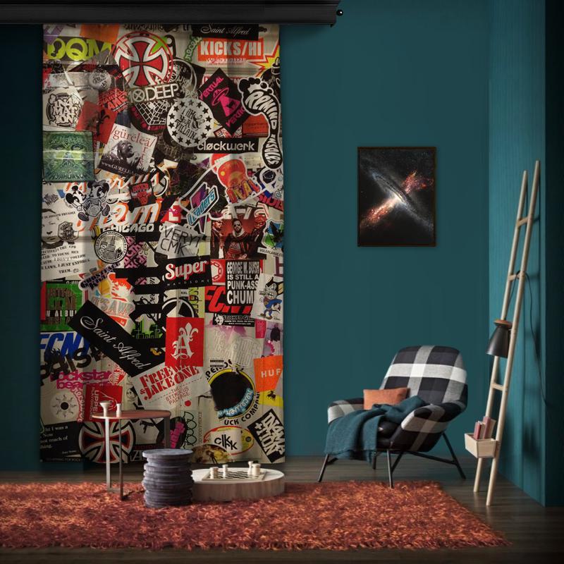 

Cipcici Amsterdam "Wall 2" One Piece Panel Curtain Unisex Kids Living Room Mixed Colors Oriental U.S.A Elite Man Woman Nation & Drapes