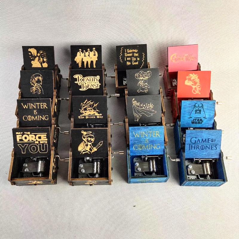 

Hot gift Wooden Hand Crank Park Music Box beauty beast Theme Castle In The Sky Home Decorate Valentine's Day Christmas Gift