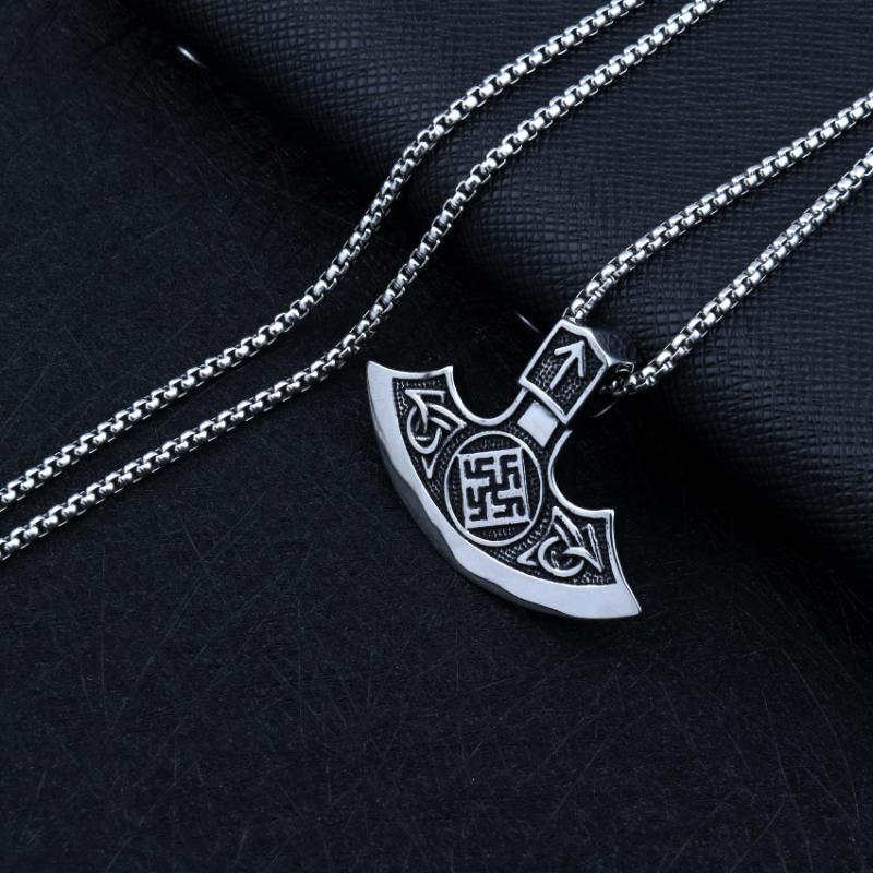 

Pendant Necklaces Ornament Black Sun Pelen Axe Necklace Men Slav