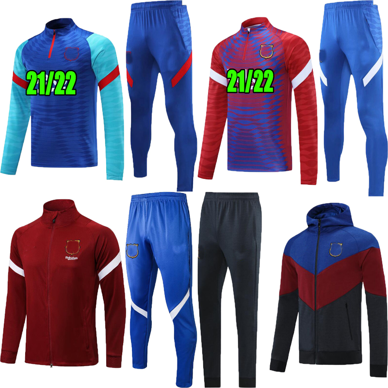 21 22 Barcelona Veste Training Suck Soccer Jerseys 2021 2022 Pedri Messi Ansu Fati de Jong Kun Aguero Zip à capuche à capuche à capuche à manches