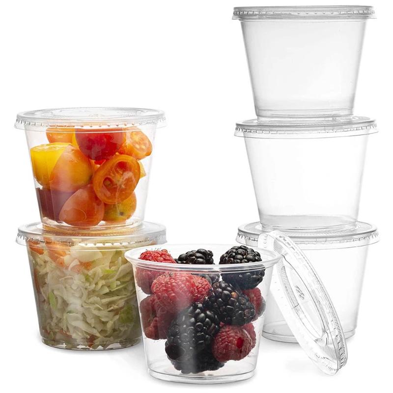

Disposable Cups & Straws 100Pcs Plastic Cup With Lid Jelly Yogurt Mousse Sauce Condiment Transparent Tart Container