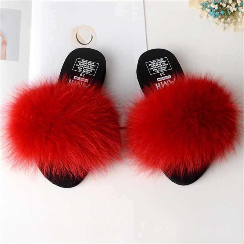 

Slippers Anti Slip Women Fur Slides Cute Plush Party Luxury Furry Shoes Home Flipflops Comfy High-heeled, Black