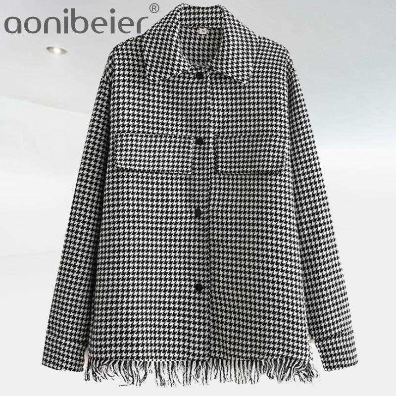 

Women' Shirts Blouses Vintage Oversize Coats Female Pockets Long Sleeves Plaid Loose Casual Blusas Mujer Streetwear 210604, Black