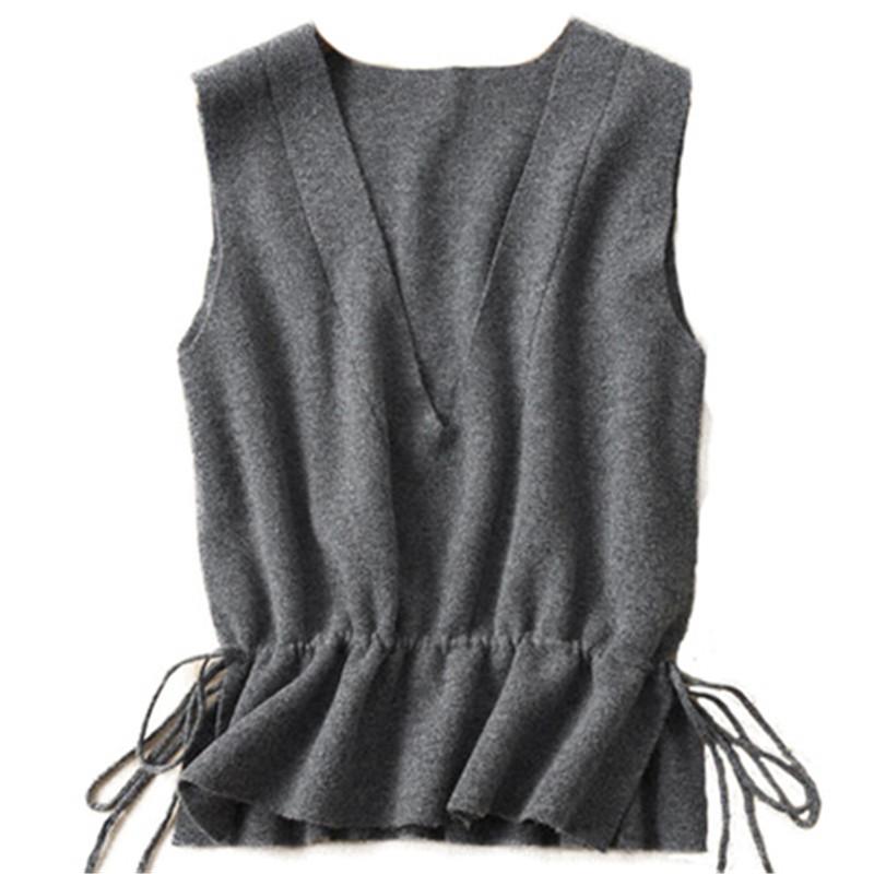 

Women's Sweaters Spring And Autumn Cashmere Vest Female V-neck Pullover Knit Sleeveless Sweater Fashion Simple Short Pullovers, White;black