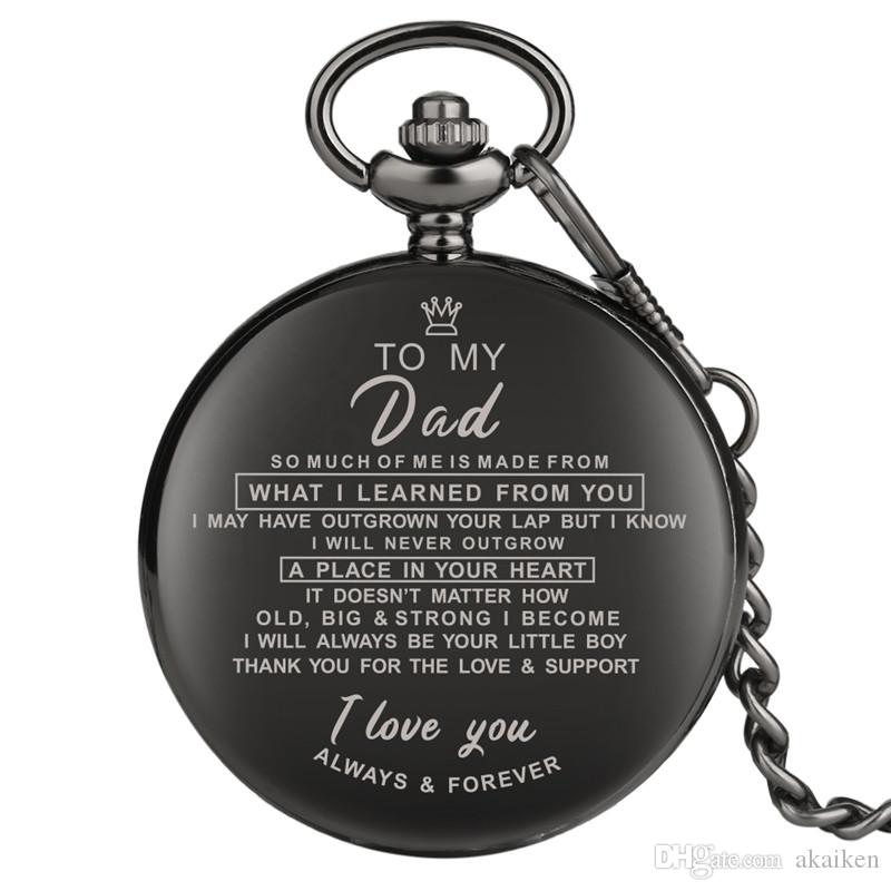 

Fashion Classical Full Black I LOVE YOU TO MY Mom/Dad/Wife /Husaband Unisex Quartz Pocket Watch Pendant Chain Family Gift, Slivery;golden