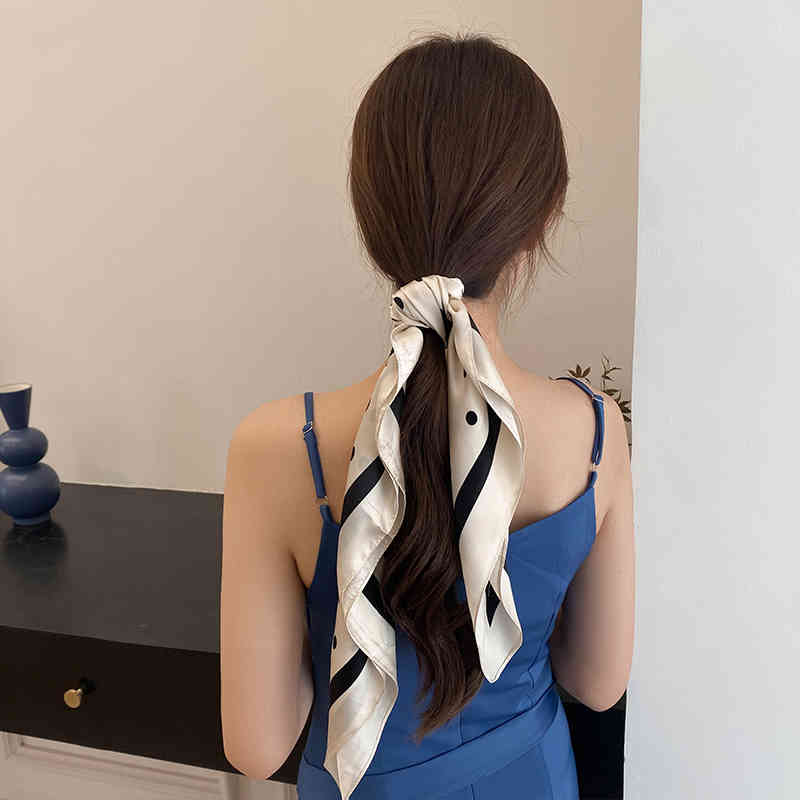 

Fairy wave point Silk Scarf Hair Band hair net, Black;purple