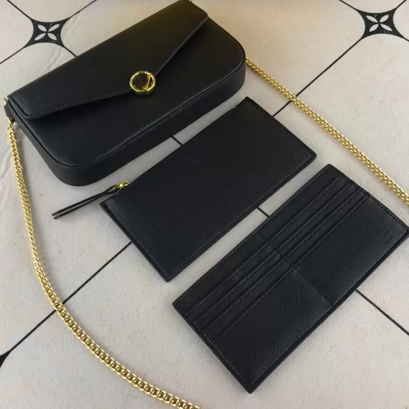 

High Quality Baguette Bag Chain Crossbody Bags 3pcs Mini Handbag Purse Embossed F Letter Leather Card Slot Removable Pouch F8BS033 purses, Box need extra