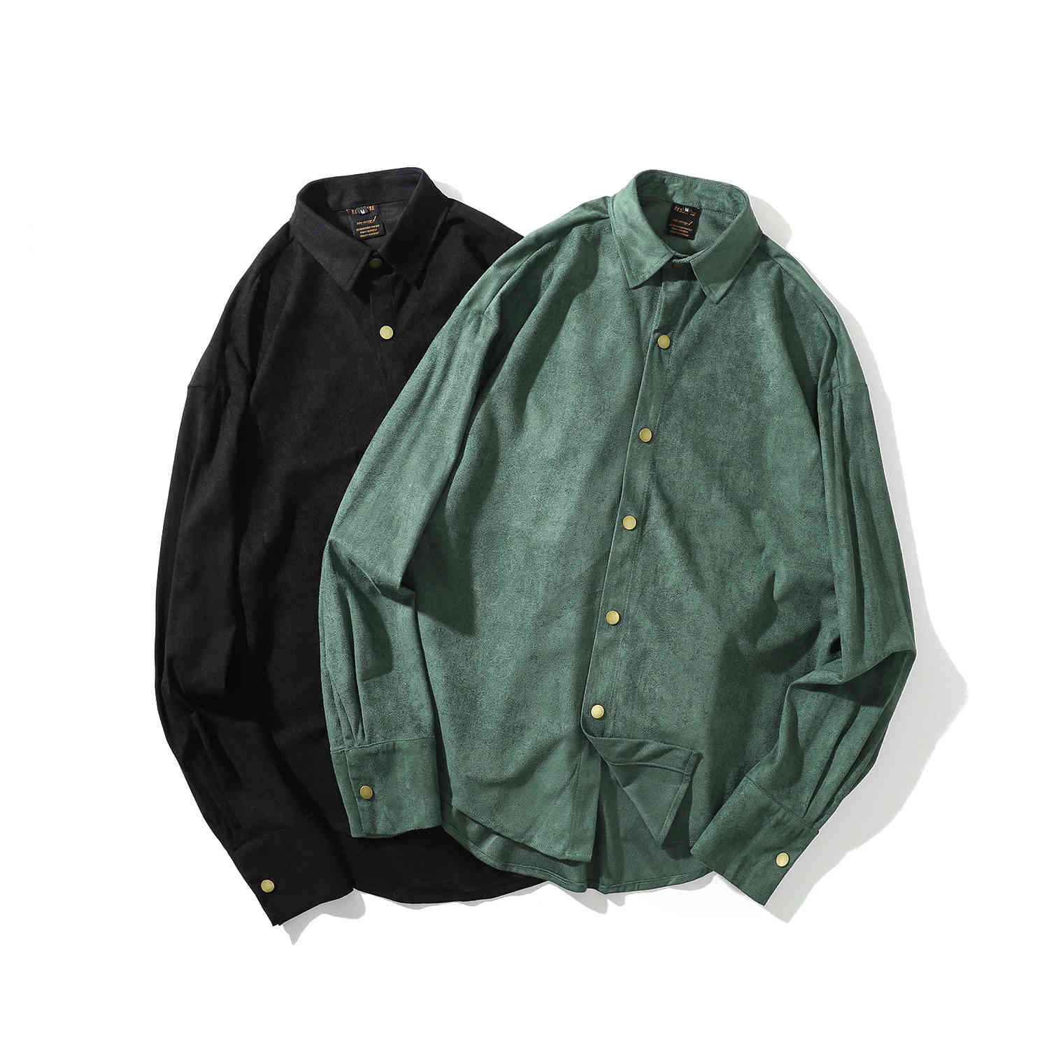 

Velvet Shirts Men Long Sleeve Solid Casual Jacket Shirt Mens Loose Oversized Warm Autumn Couple Coat Retro Vintage Camisas 210524, Green