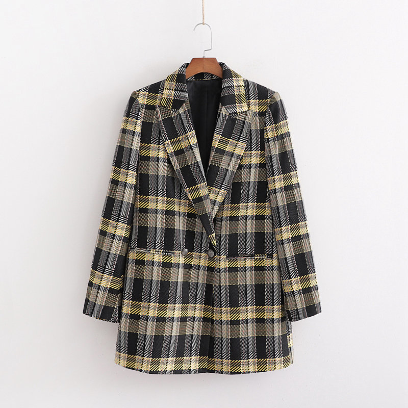 

Vintage Chic Women Buttons Plaid Tweed Jacket Fashion Arrival Female Thick Warm Coat Casual Casaco Femme 210520, Beige
