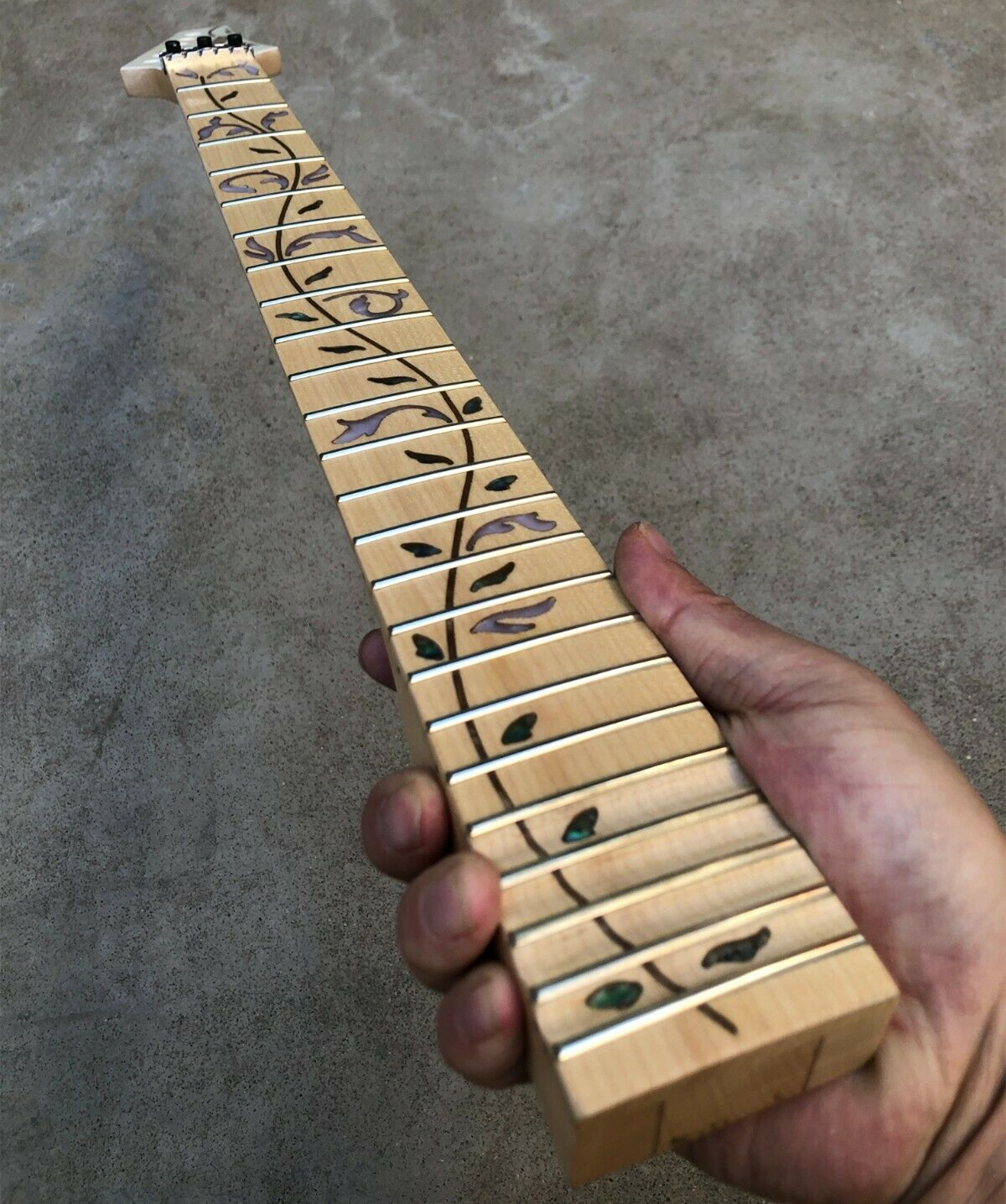 

24-fret Guitar neck Maple fingerboard vine inlay 25.5 inches DIY parts